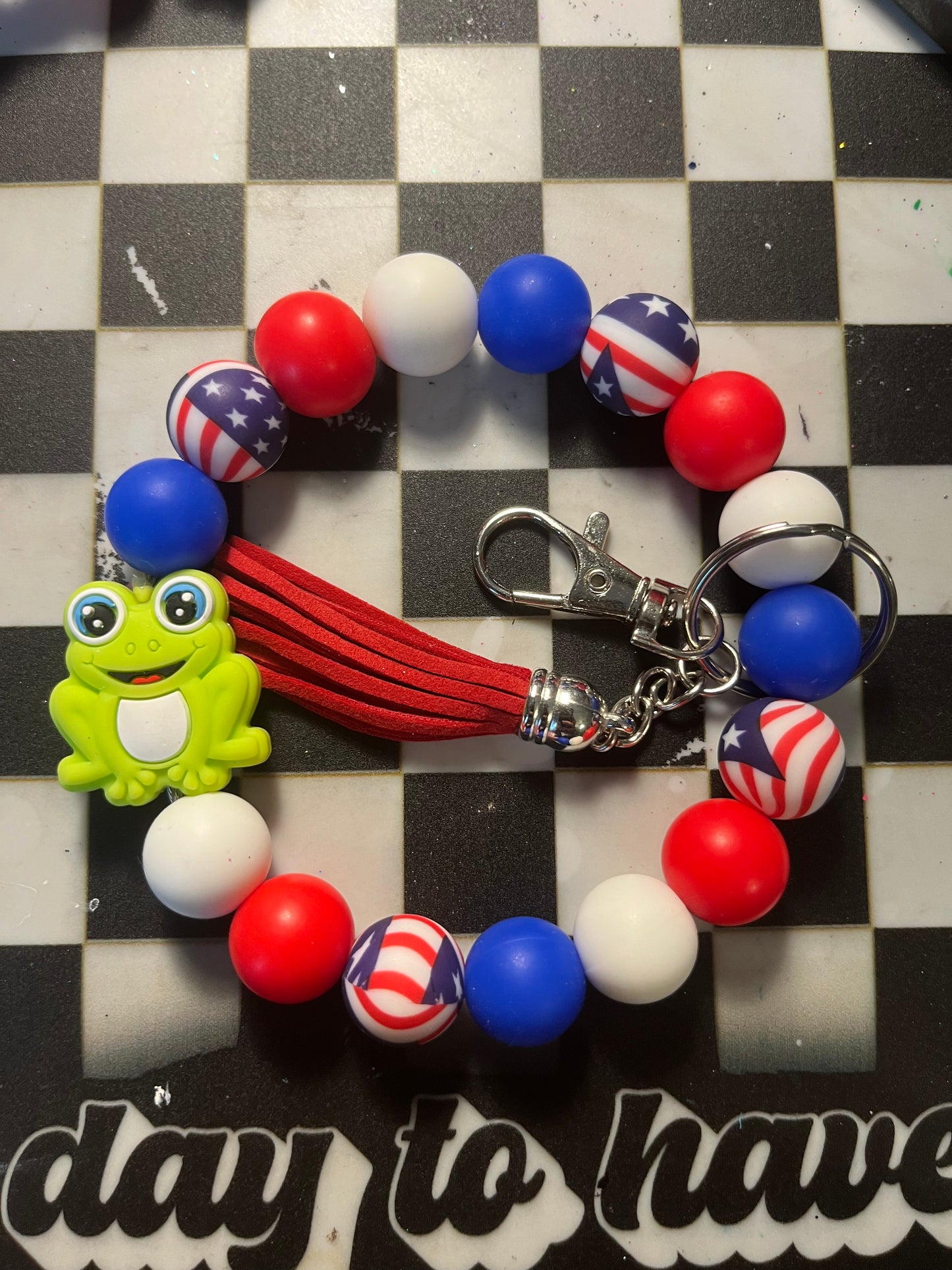 Patriotic Frog Wristlet
