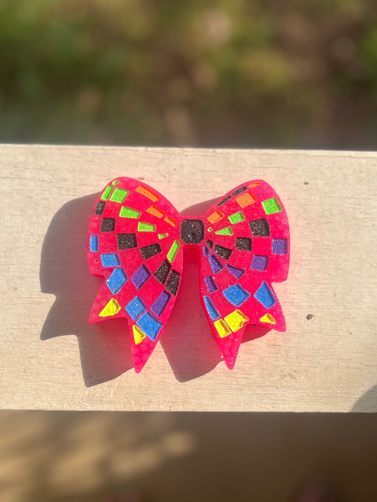 Neon Checked Bow