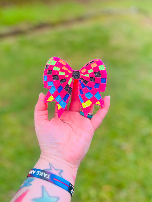 Neon Checked Bow