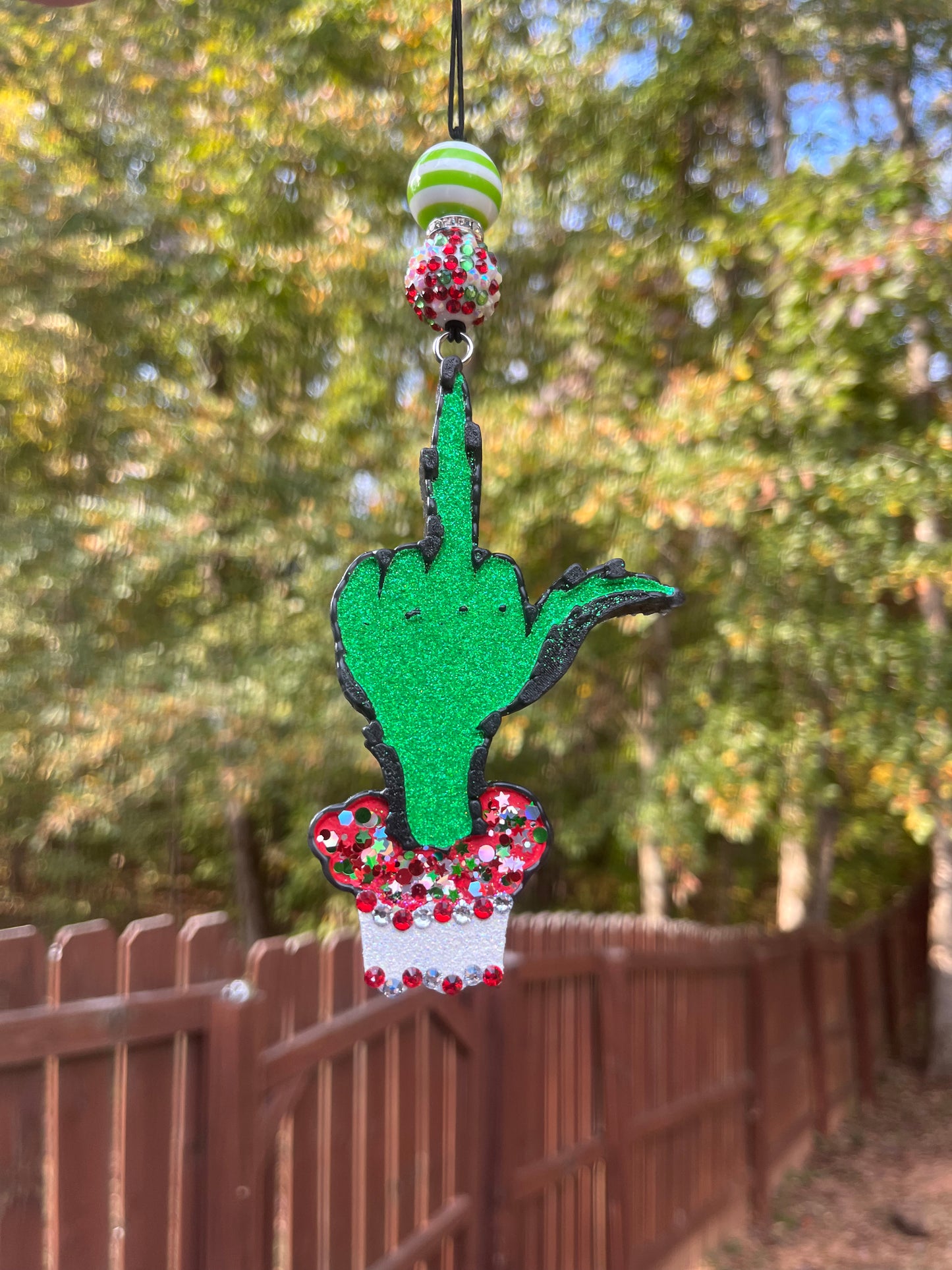 Grinch Middle Finger Freshie w/Bling