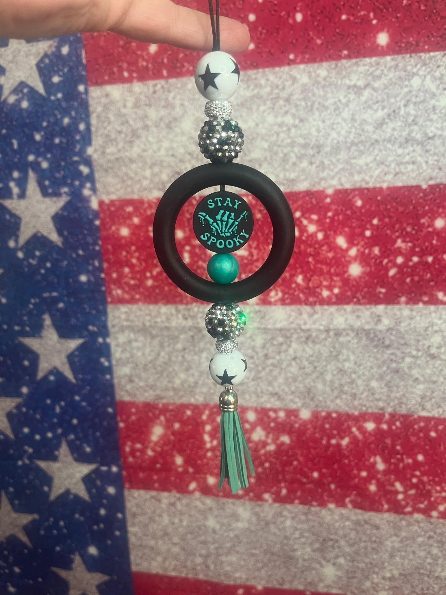 Stay Spooky turquoise car charm