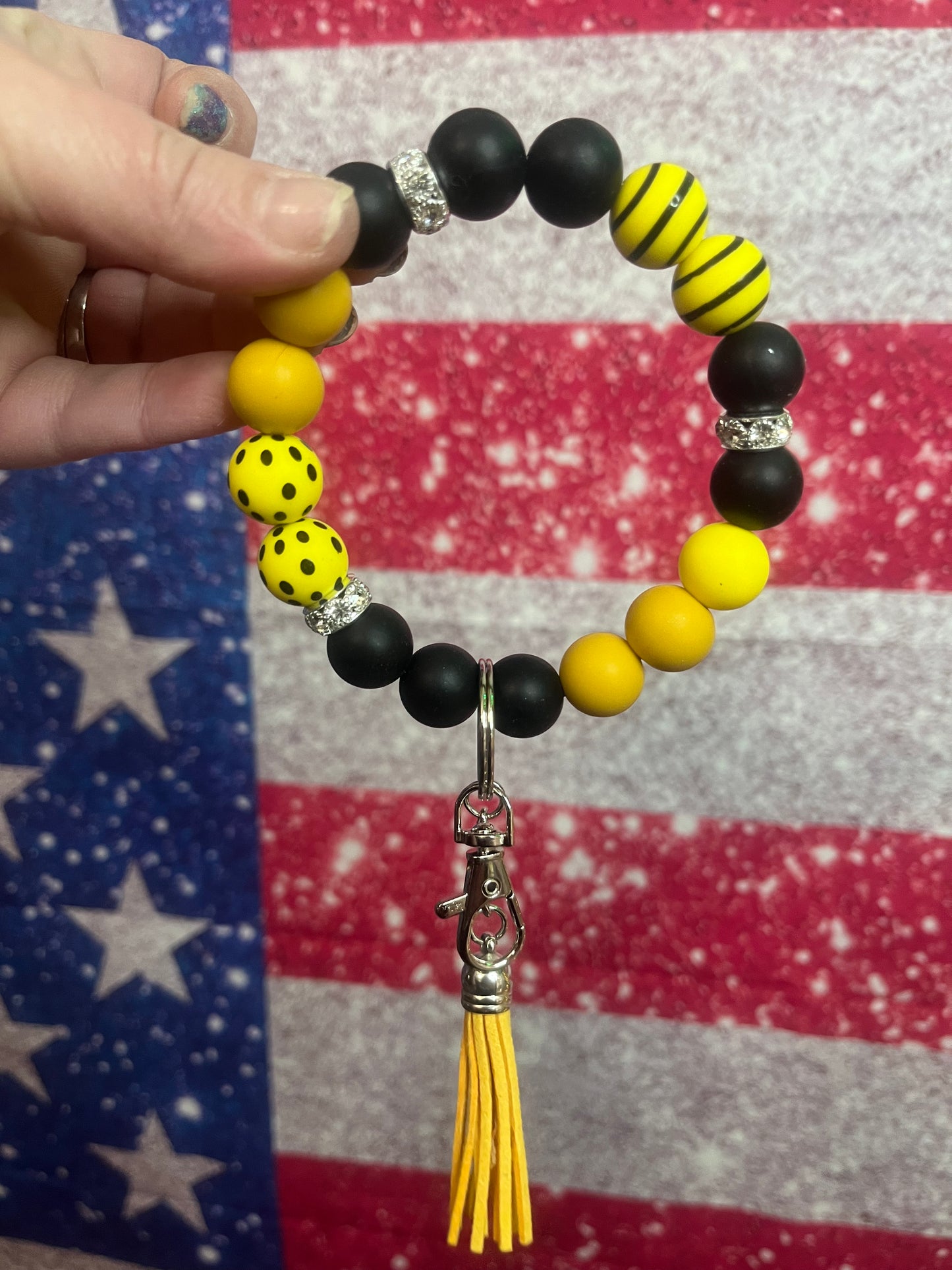 Yellow and Black wristlet