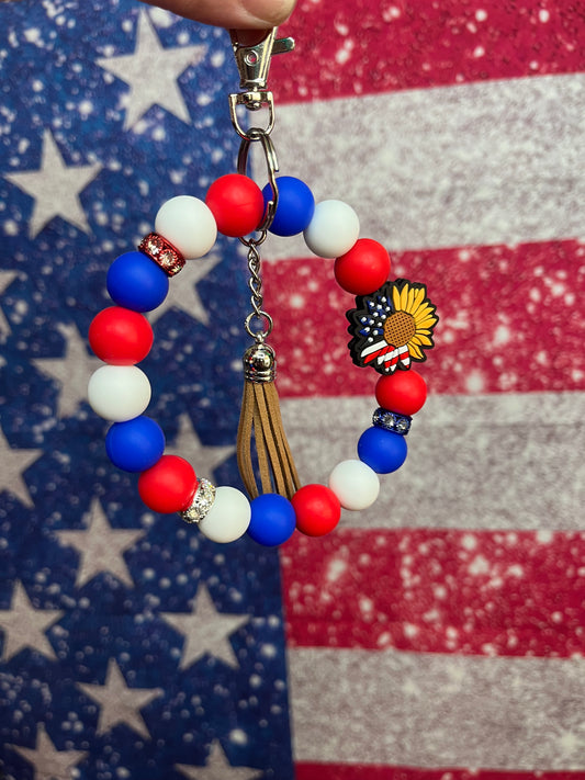 Patriotic Sunflower wristlet