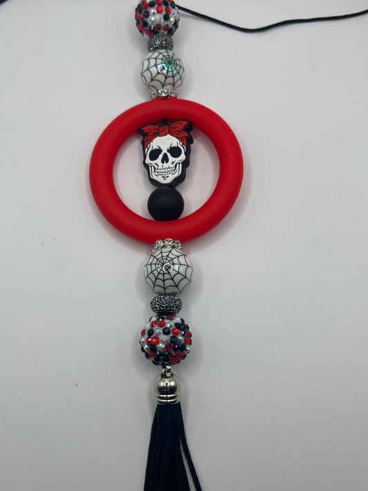 Skull with Bow Car Charm