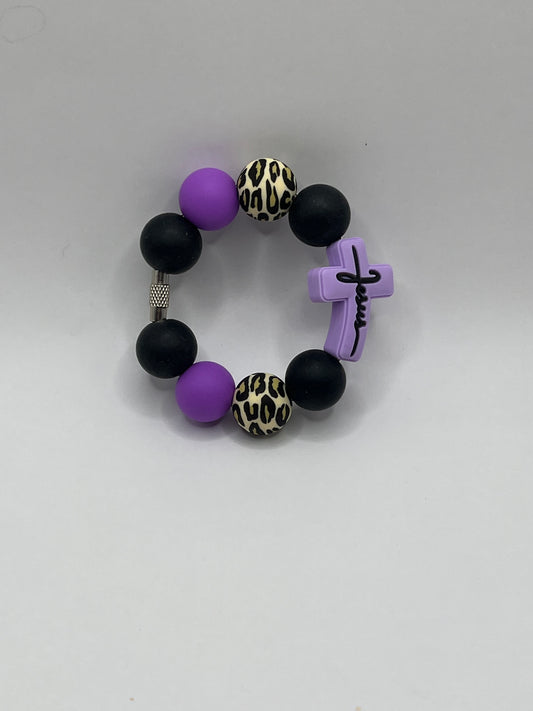 Purple Leopard Jesus Cup Charm