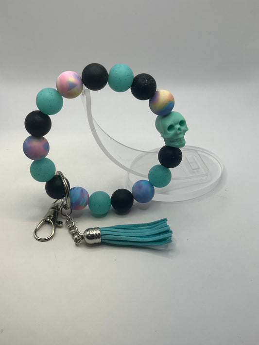 Teal Skull Wristlet