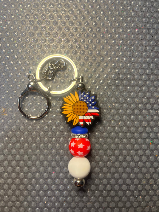 Patriotic Sunflower Keychain